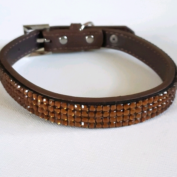 Dog Collar AKC Brown on Brown Bling - Picture 1 of 14